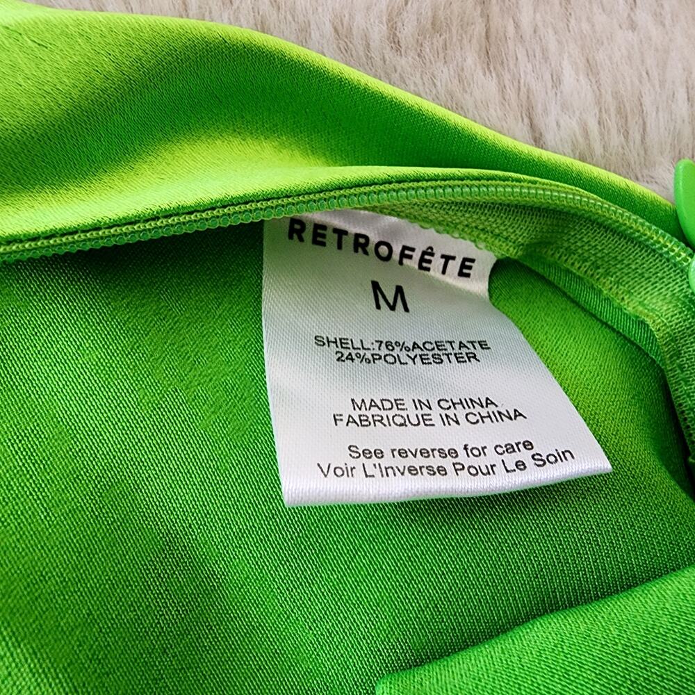 Retrofête Maria Halter Gown Lime Punch Neon Green Rhinestone Neck Maxi NWT - Picture 15 of 16